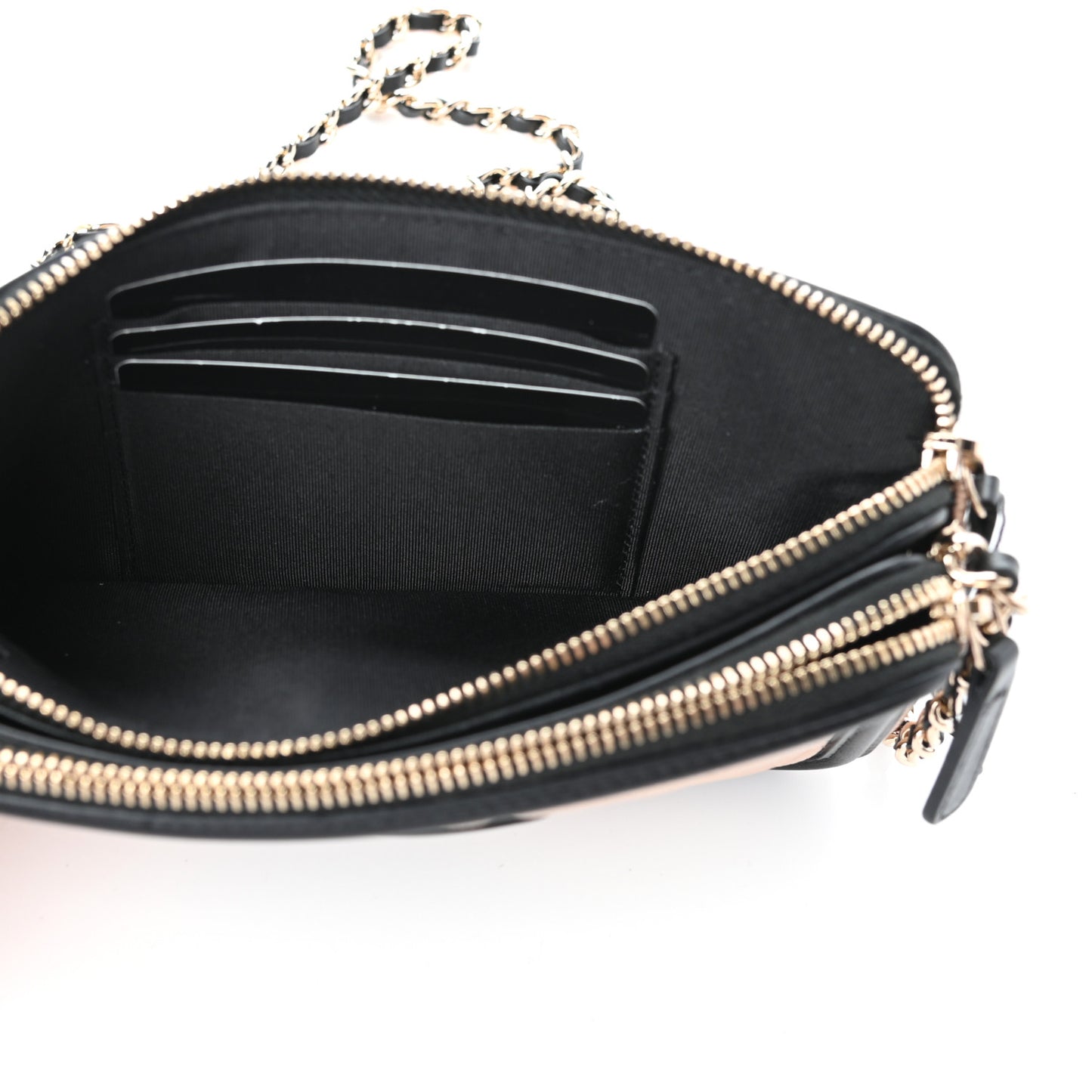 Caviar Quilted CC Filigree Clutch With Chain Beige Black