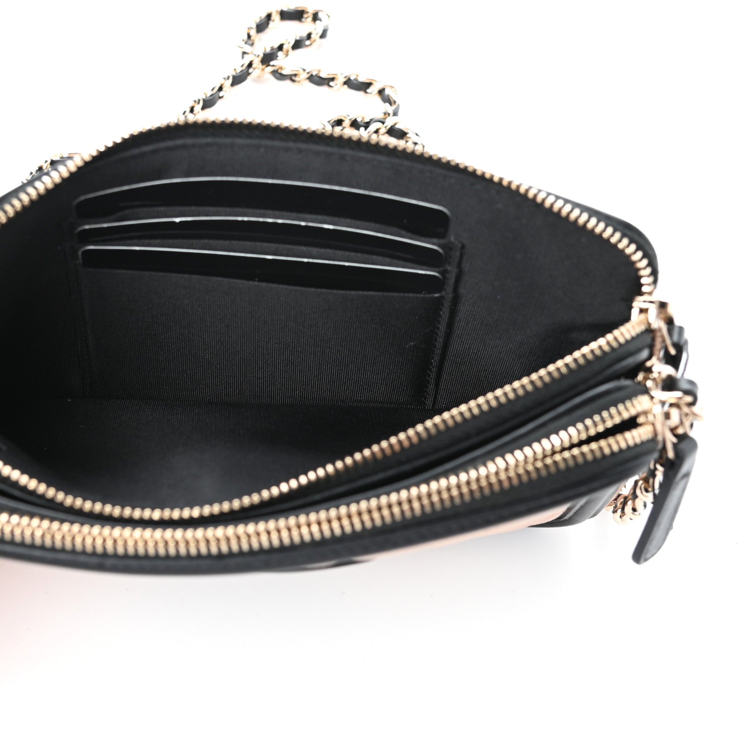 Chanel Caviar Quilted CC Filigree Clutch With Chain Beige Black 9 of 13