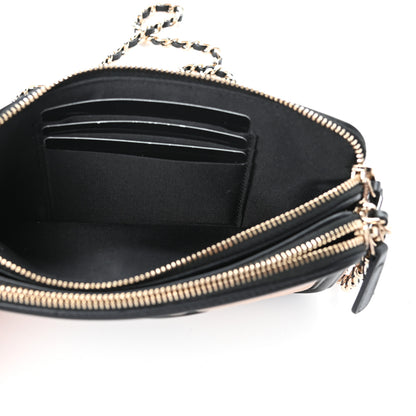 Chanel Caviar Quilted CC Filigree Clutch With Chain Beige Black 9 of 13