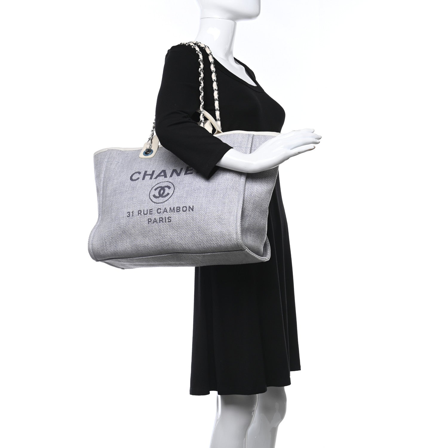 Chanel Canvas Medium Deauville Tote Denim Blue 2 of 14