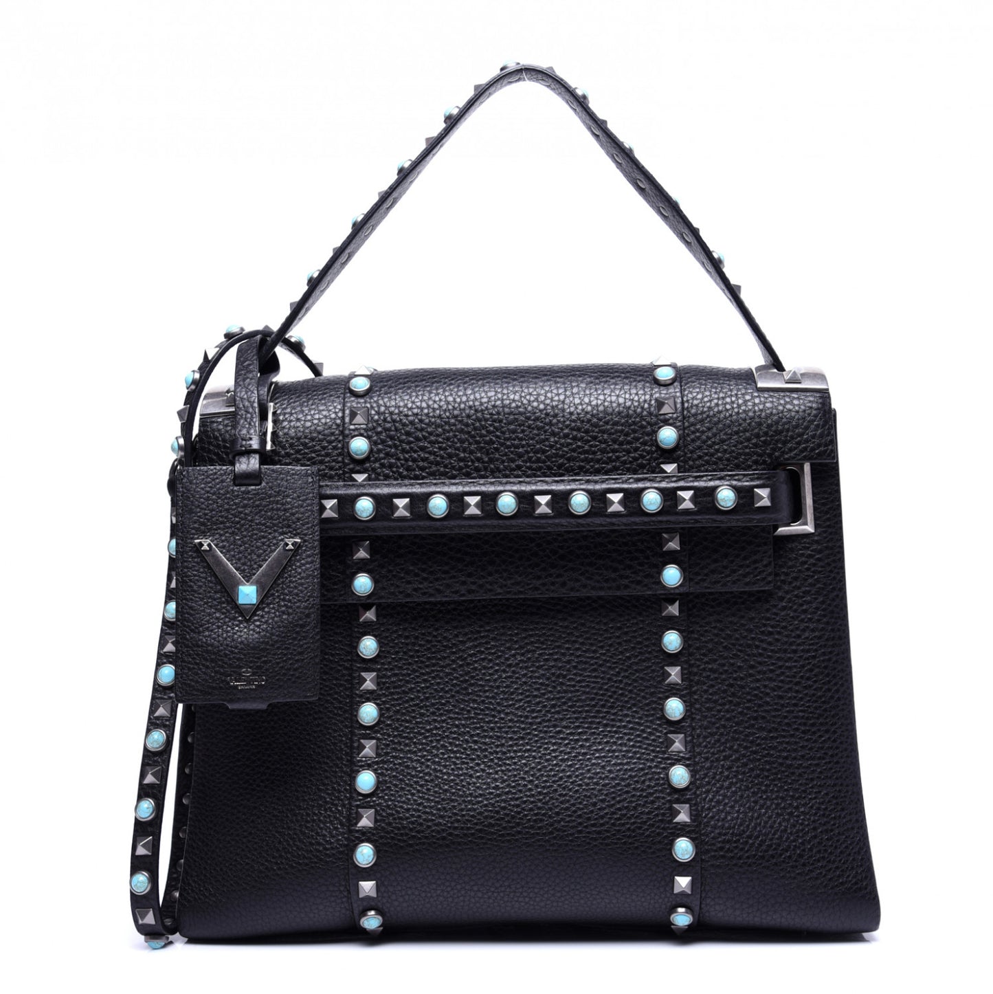 Alce Calfskin My Rockstud Rolling Frame Bag Black