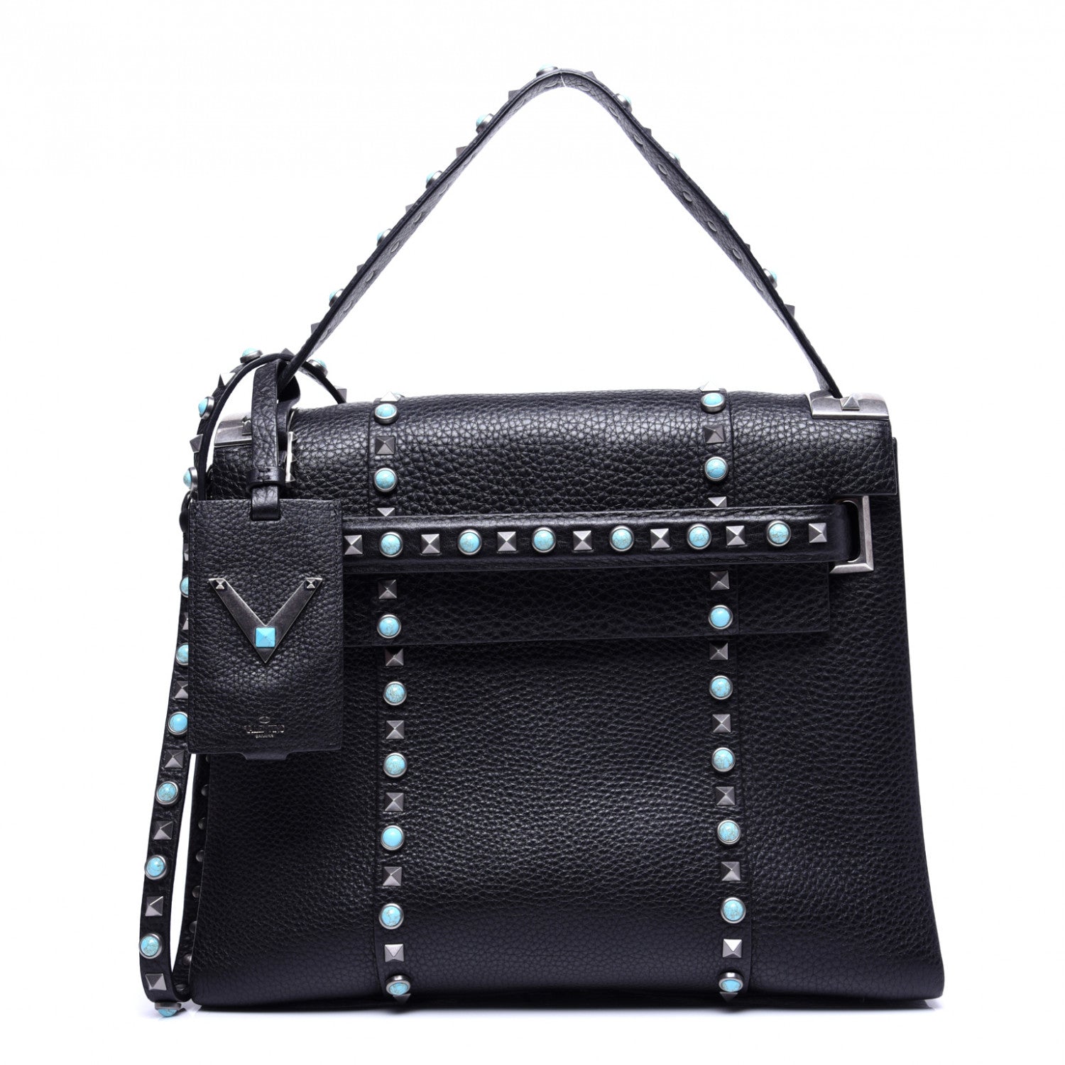 Valentino Garavani Alce Calfskin My Rockstud Rolling Frame Bag Black 1 of 15
