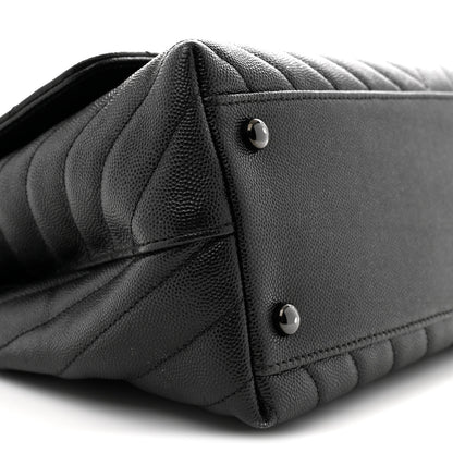 Chanel Caviar Chevron Quilted Small Coco Handle Flap So Black 9 of 11