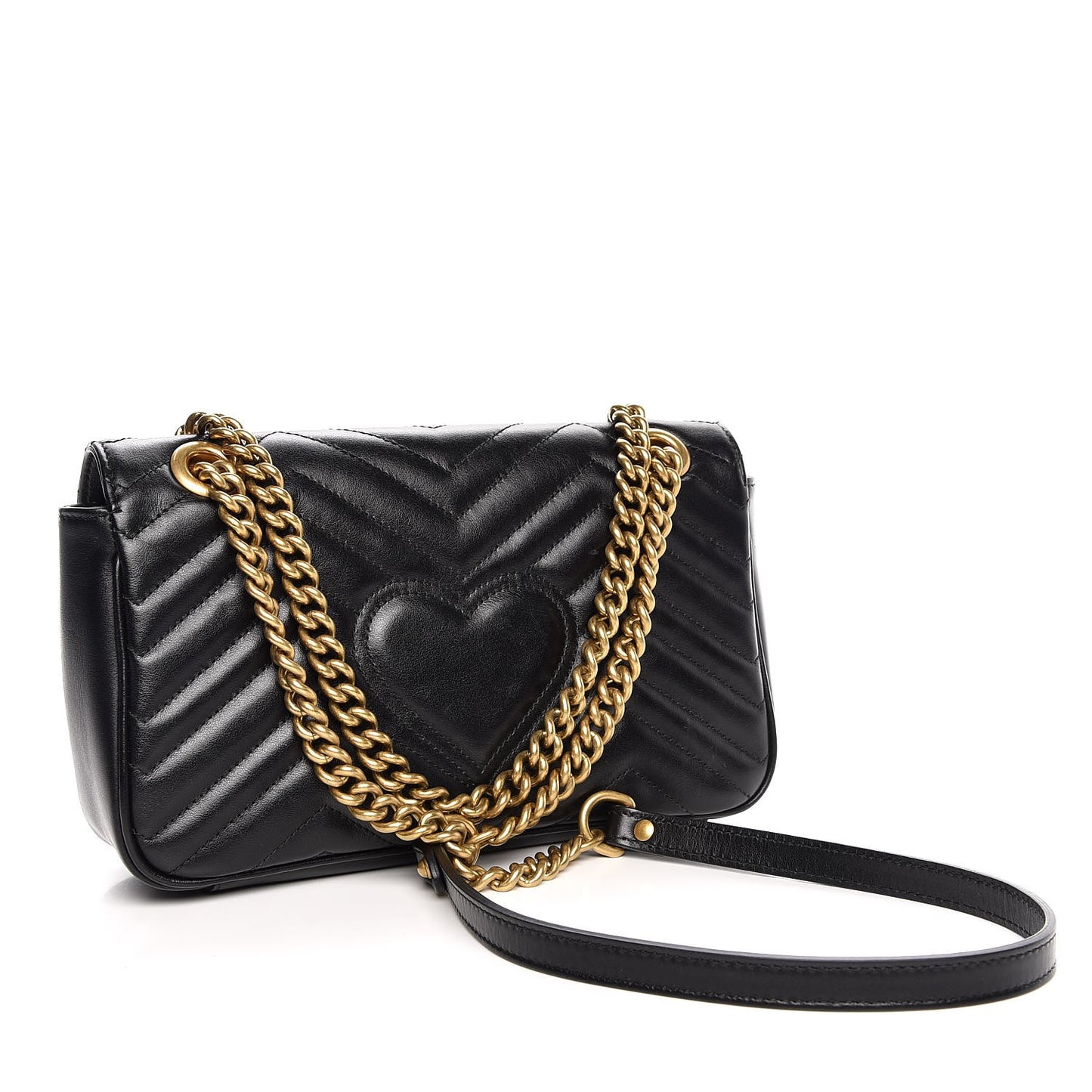 Calfskin Matelasse Small GG Marmont Shoulder Bag Black