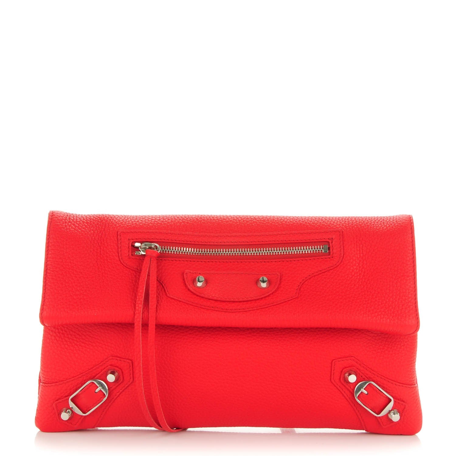 Balenciaga Vibrato Calfskin Classic Silver Hardware Envelope Clutch Rouge Cerise 1 of 7