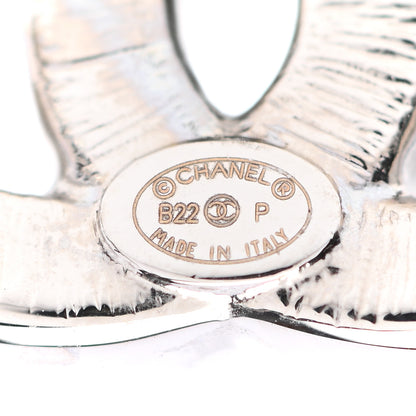 Chanel Baguette Crystal Double CC Earrings Silver 4 of 4