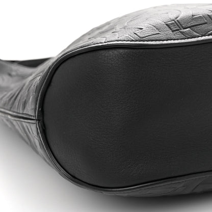 Salvatore Ferragamo Calfskin Embossed Gancini Margot Hobo Black 9 of 10