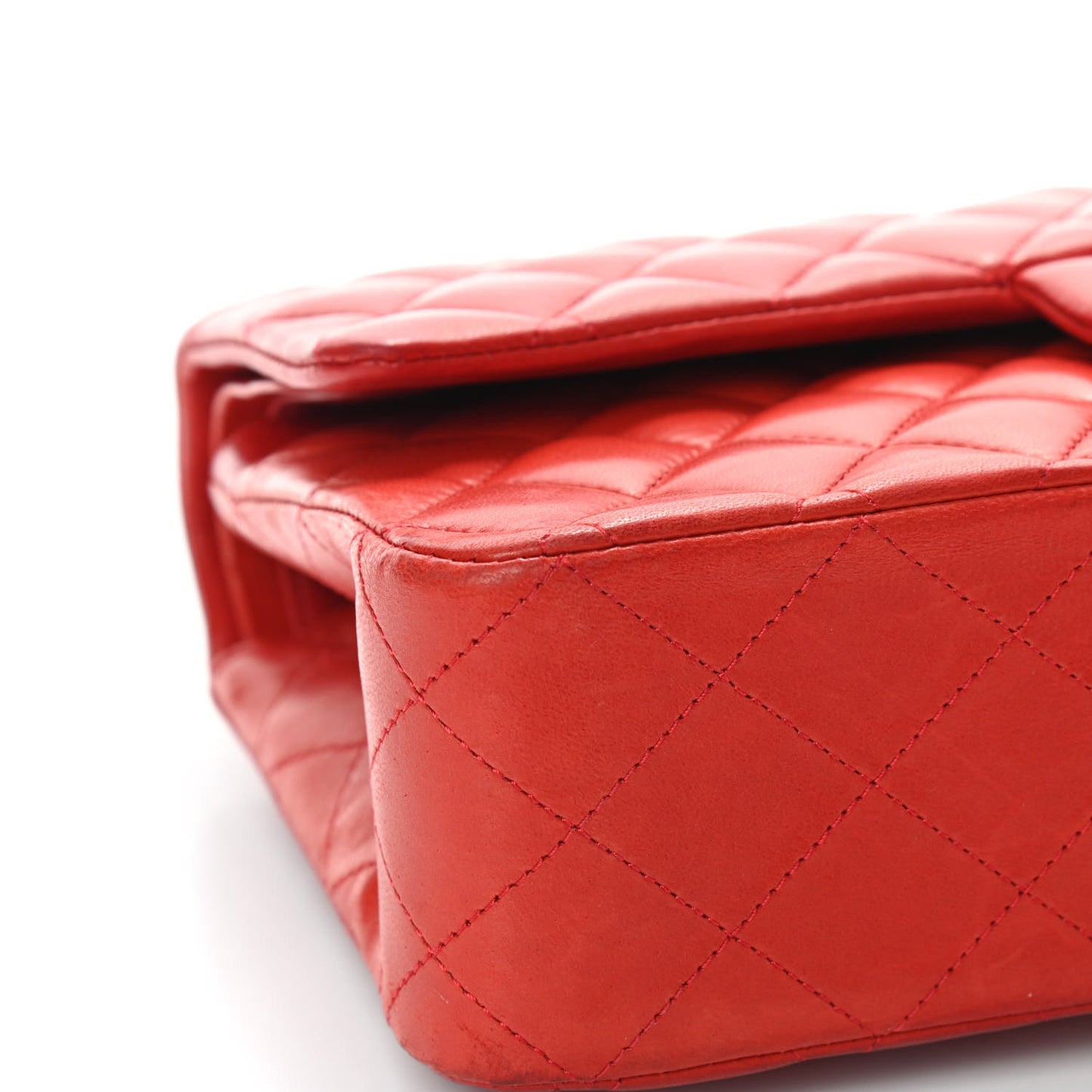 Lambskin Quilted Medium Double Flap Red