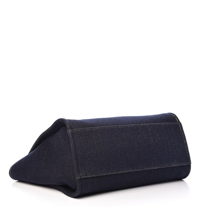 Chanel Lurex Canvas Medium Deauville Tote Navy Blue Gold 4 of 13