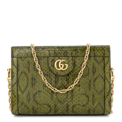 Gucci Snakeskin GG Mini Ophidia Chain Shoulder Bag Green 1 of 10