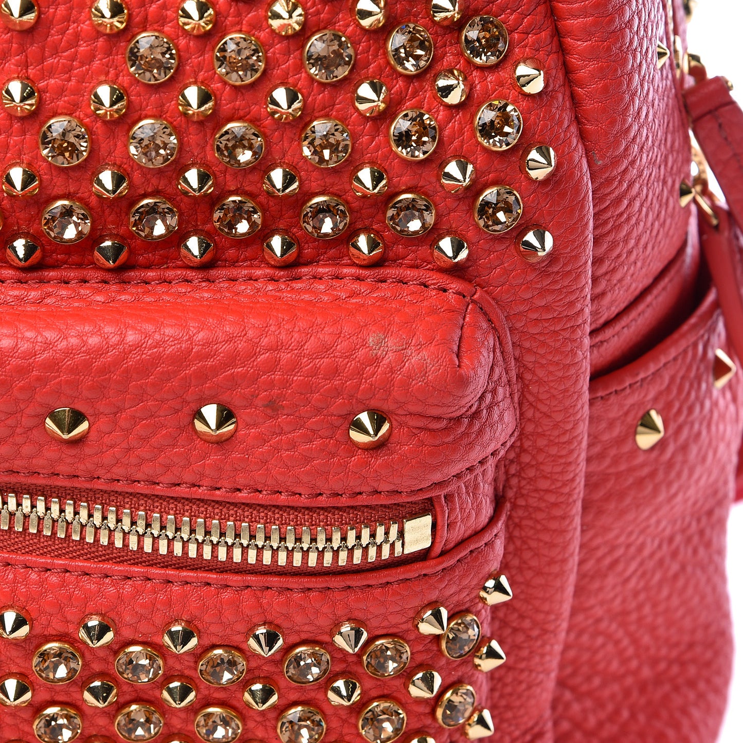 Calfskin Swarovski Small Stark Diamond Backpack Red