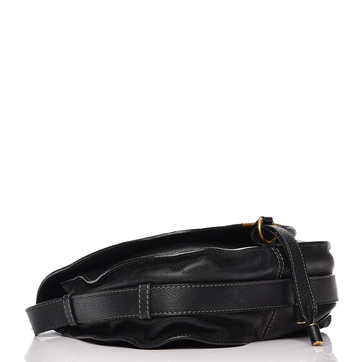 Calfskin Medium Marcie Round Crossbody Bag Black