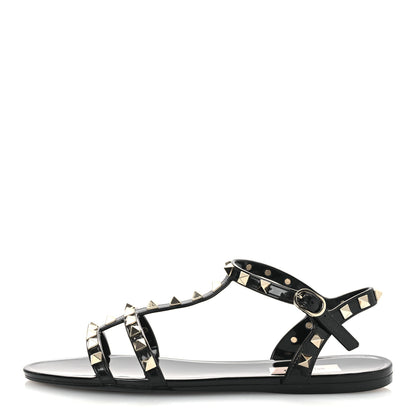 Valentino Garavani PVC Jelly Rockstud Caged Sandals 38 Black 1 of 10
