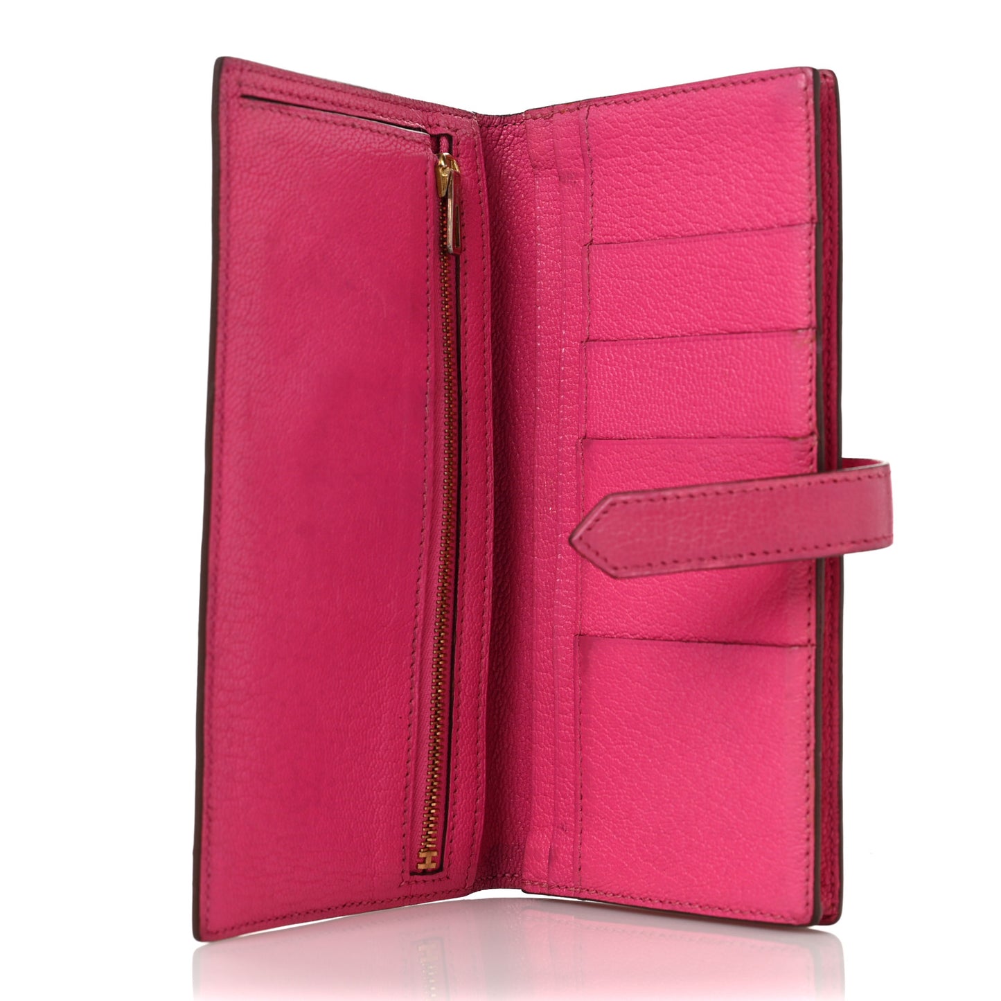 Chevre Mysore Bearn Gusset Wallet Rose Shocking
