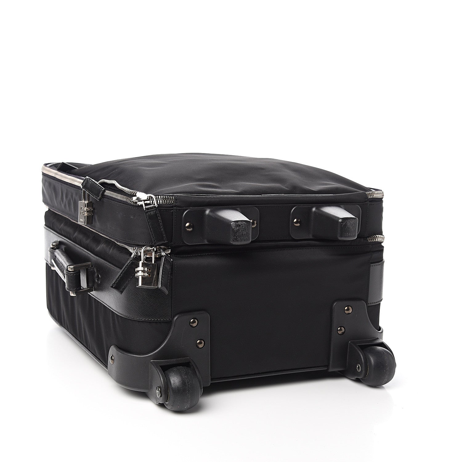 Prada Tessuto Nylon Saffiano Trolley Luggage Black 4 of 11
