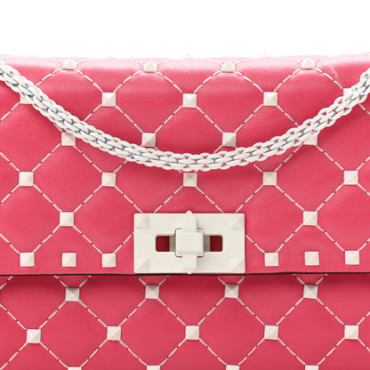 Valentino Garavani Lambskin Free Rockstud Spike Wallet On Chain Shadow Pink 4 of 9