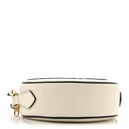 Gucci X ADIDAS Textured Dollar Calfskin Web Trefoil Logo Small Ophidia Round Shoulder Bag Off White Black 4 of 11