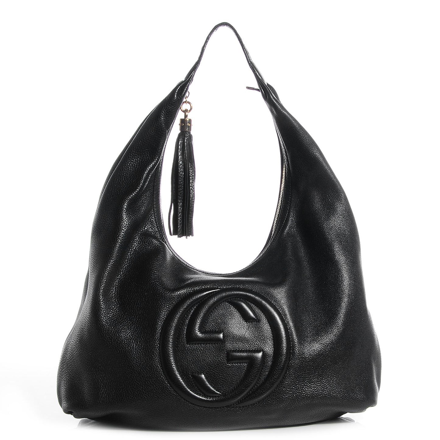 Pebbled Calfskin Large Soho Hobo Black