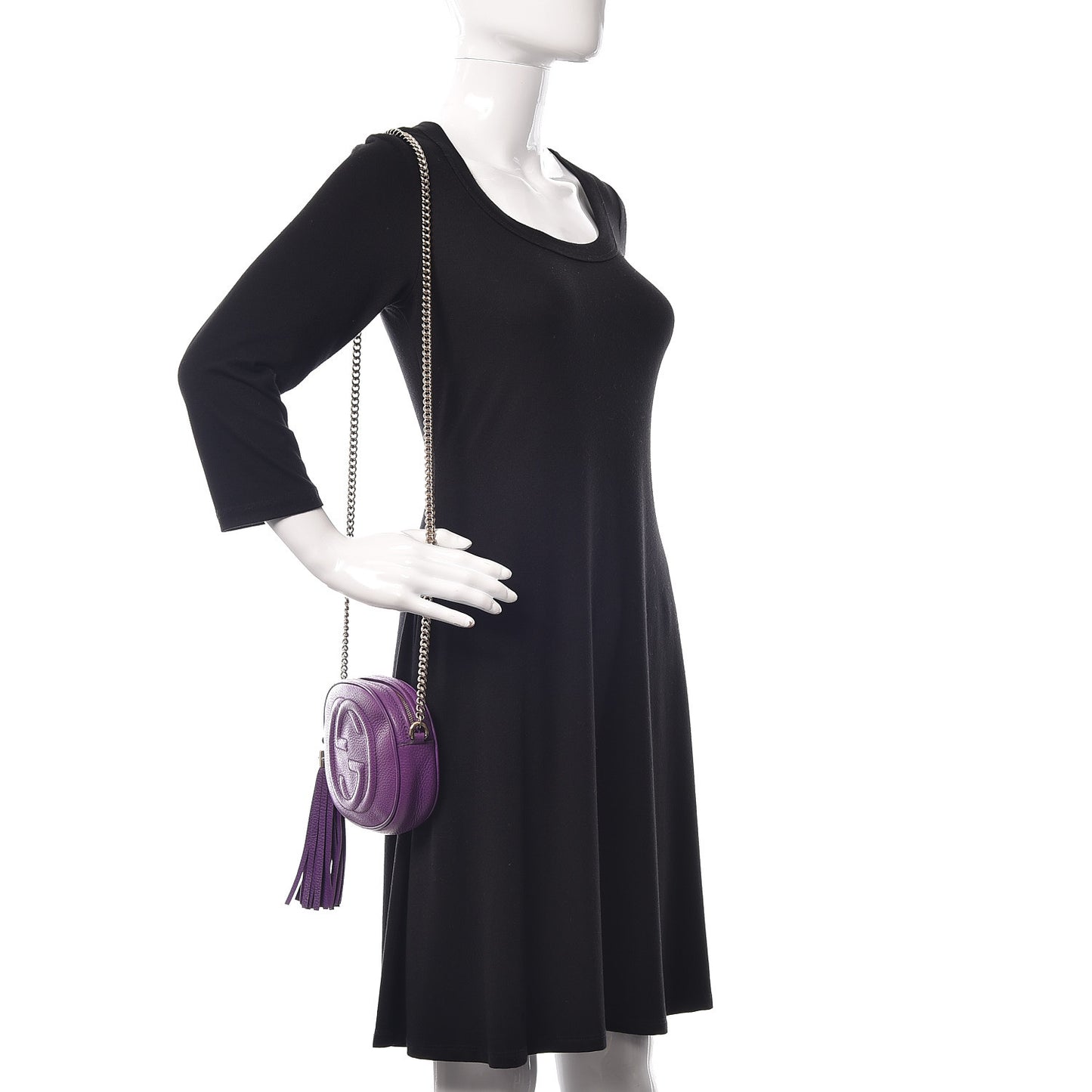 Pebbled Calfskin Mini Soho Chain Bag Shine Purple