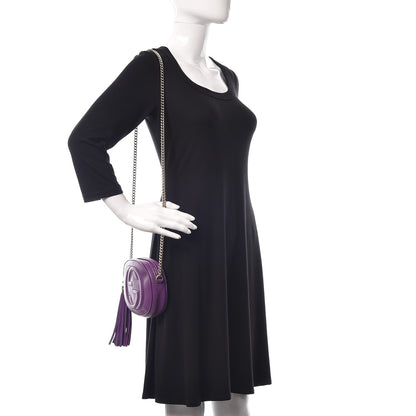 Gucci Pebbled Calfskin Mini Soho Chain Bag Shine Purple 2 of 10