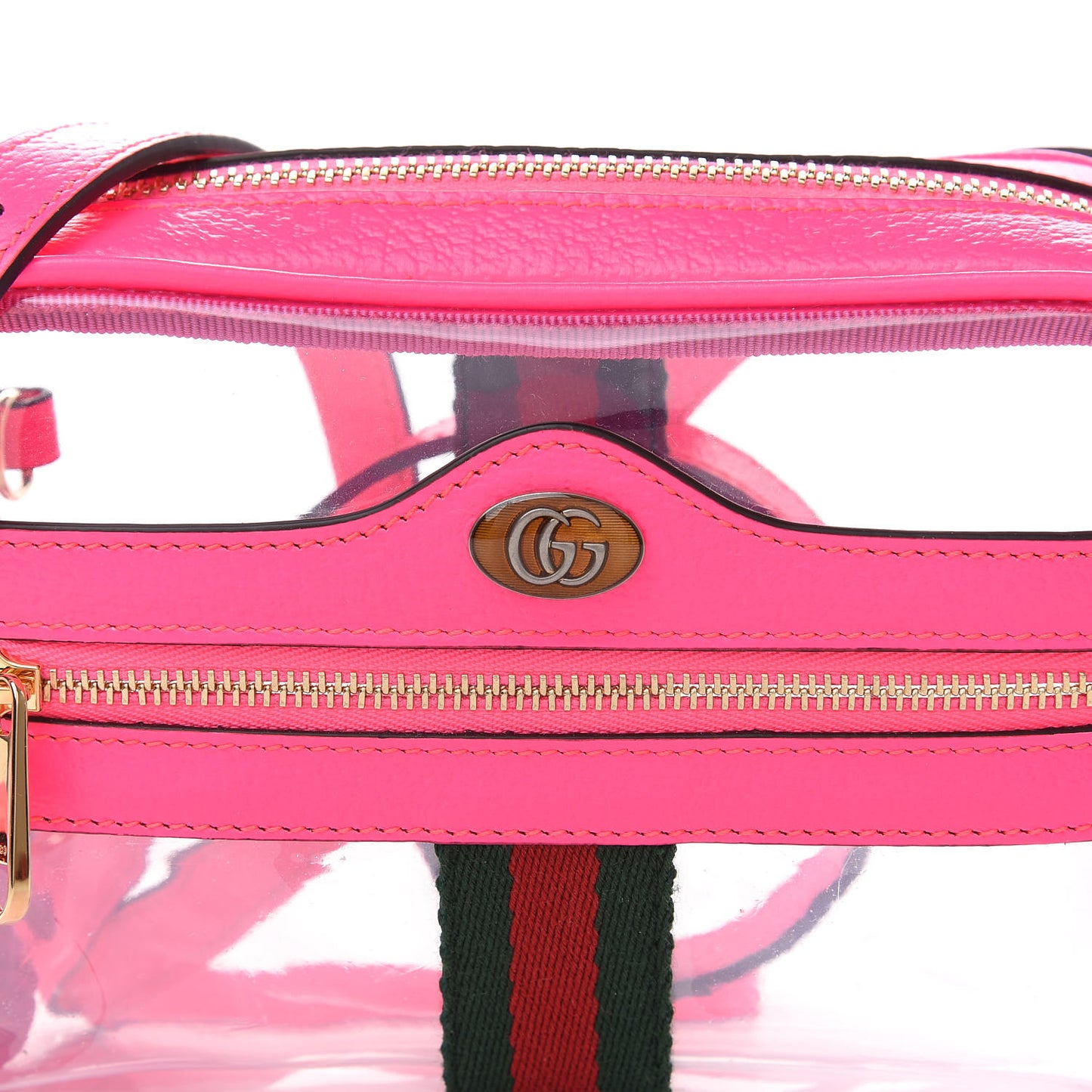 Vinyl Web Mini Ophidia Transparent Shoulder Bag Fluorescent Fuchsia