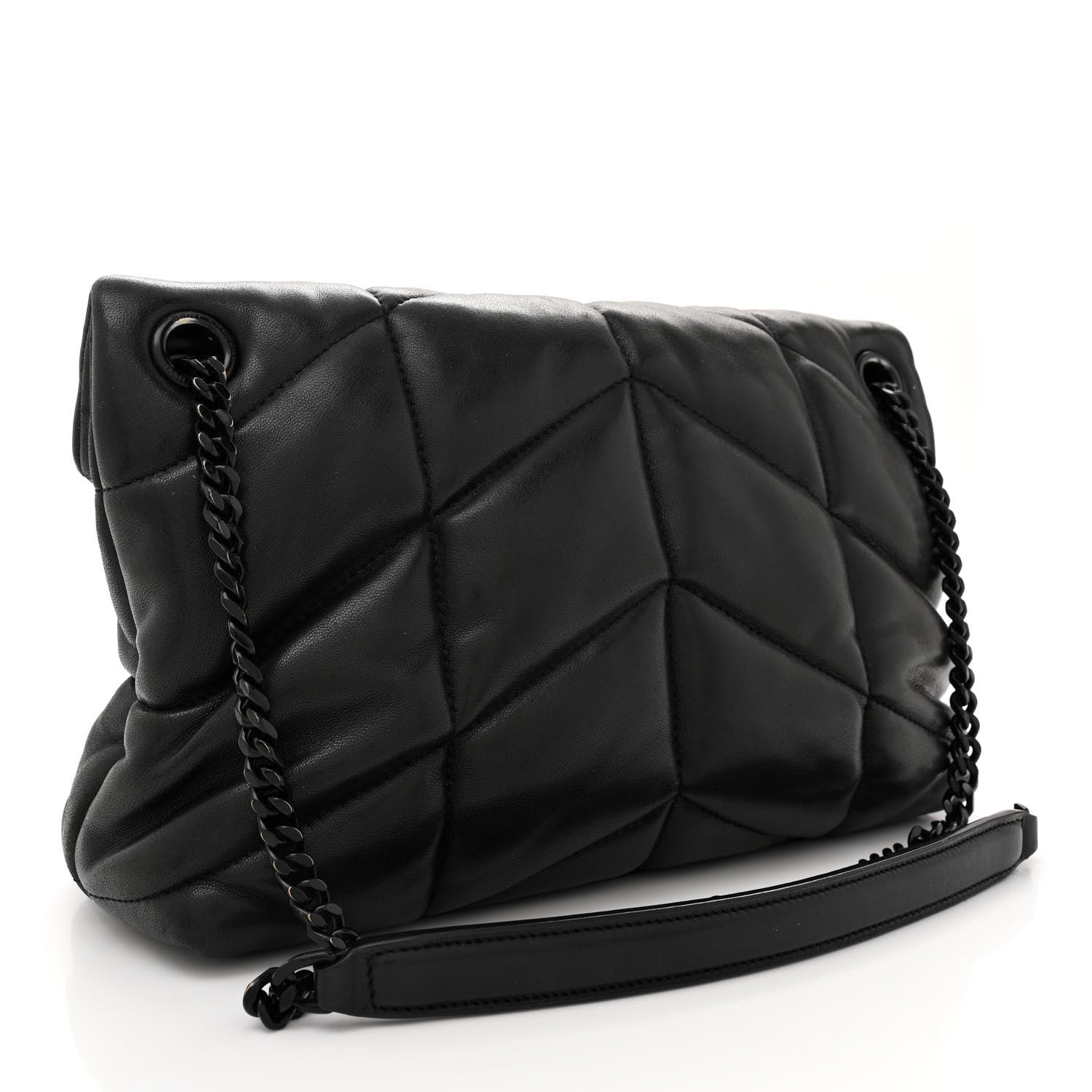 Saint Laurent Lambskin Quilted Monogram Monochrome Small Loulou Puffer Chain Satchel Black 3 of 10