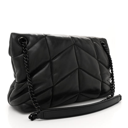 Saint Laurent Lambskin Quilted Monogram Monochrome Small Loulou Puffer Chain Satchel Black 3 of 10
