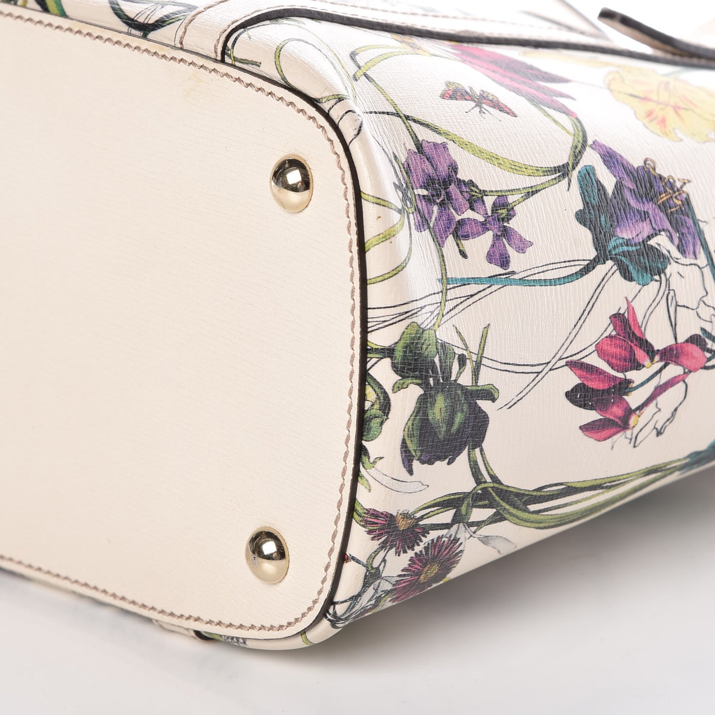 Calfskin Flora Infinity Small Nice Tote Off White