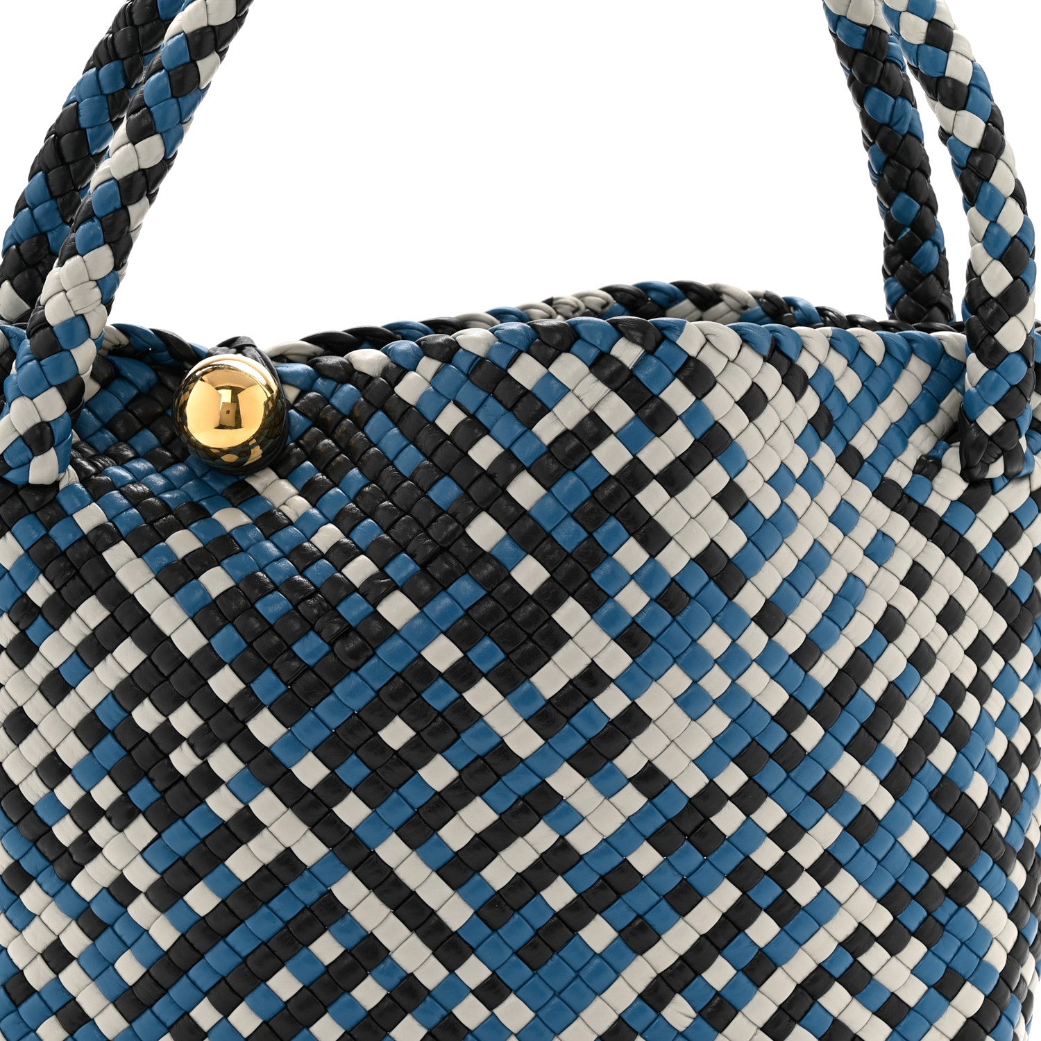 Bottega Veneta Calfskin Intreccio Tricolor Tosca Shoulder Bag Black Agate Grey Deep Pacific 7 of 9