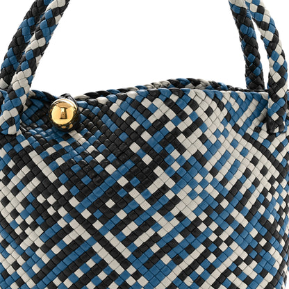 Bottega Veneta Calfskin Intreccio Tricolor Tosca Shoulder Bag Black Agate Grey Deep Pacific 7 of 9