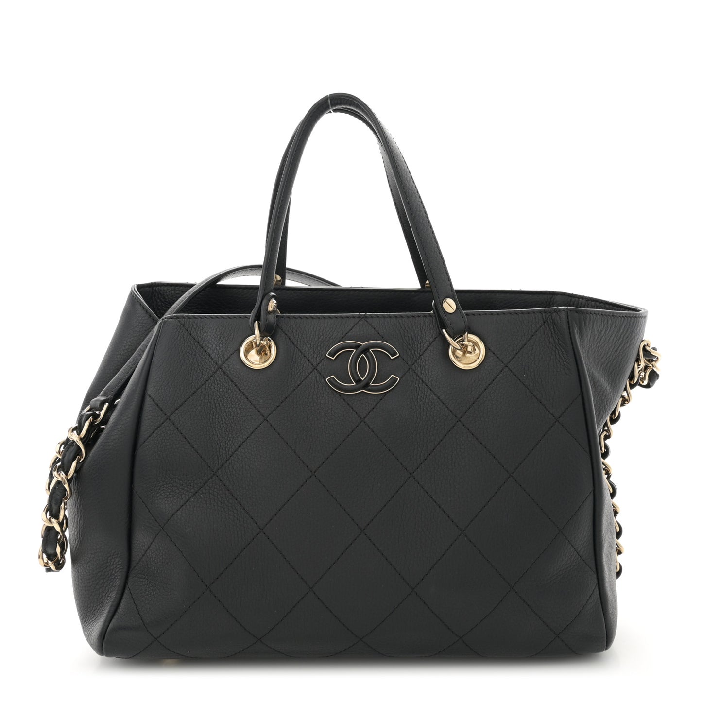 Bullskin Stitched Small Shopping Tote Black