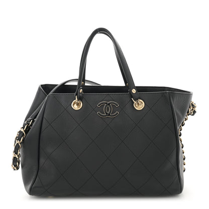 Chanel Bullskin Stitched Small Shopping Tote Black 1 of 12