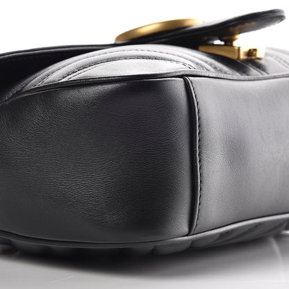 Gucci Calfskin Matelasse Small GG Marmont Shoulder Bag Black 5 of 9