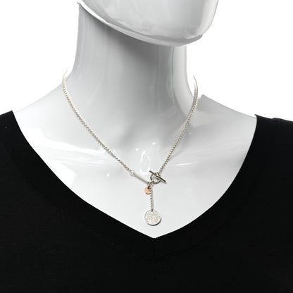 Hermes Sterling Silver 18K Rose Gold PM Ex-Libris Pendant Necklace 2 of 5