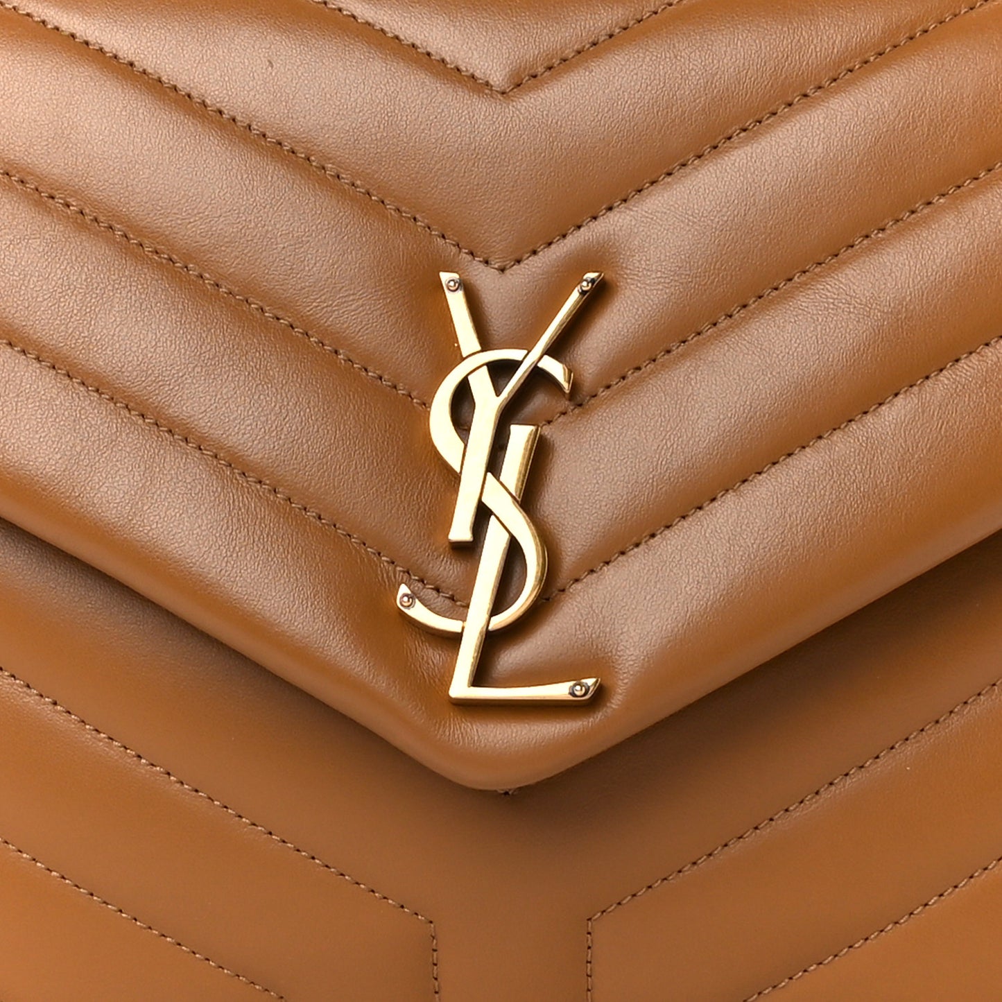 Calfskin Y Quilted Monogram Medium Loulou Chain Satchel Dark Natural