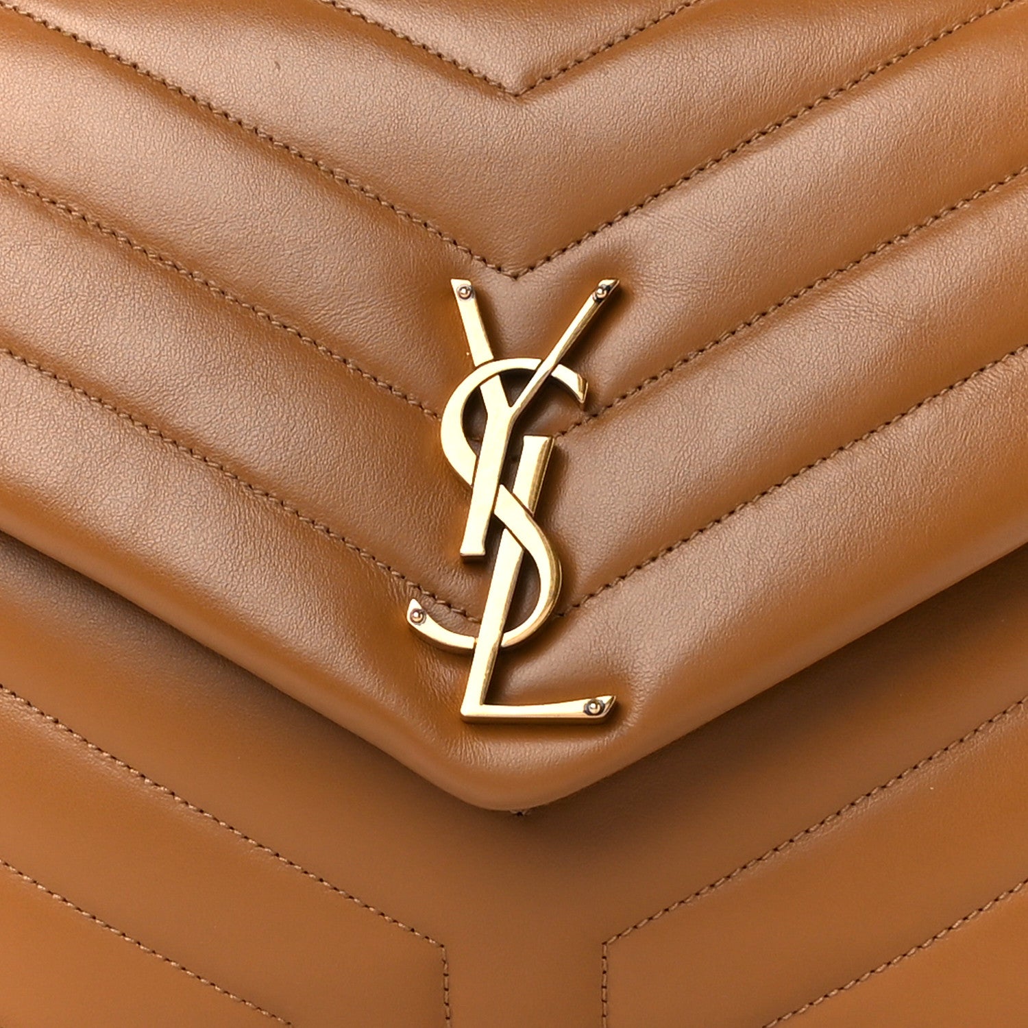 Saint Laurent Calfskin Y Quilted Monogram Medium Loulou Chain Satchel Dark Natural 9 of 12