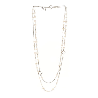 David Yurman Sterling Silver Cultured Pearl Quatrefoil Long Chain Necklace 3 of 4