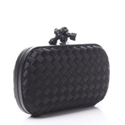 Bottega Veneta Satin Intreccio Impero Knot Clutch Black 2 of 9