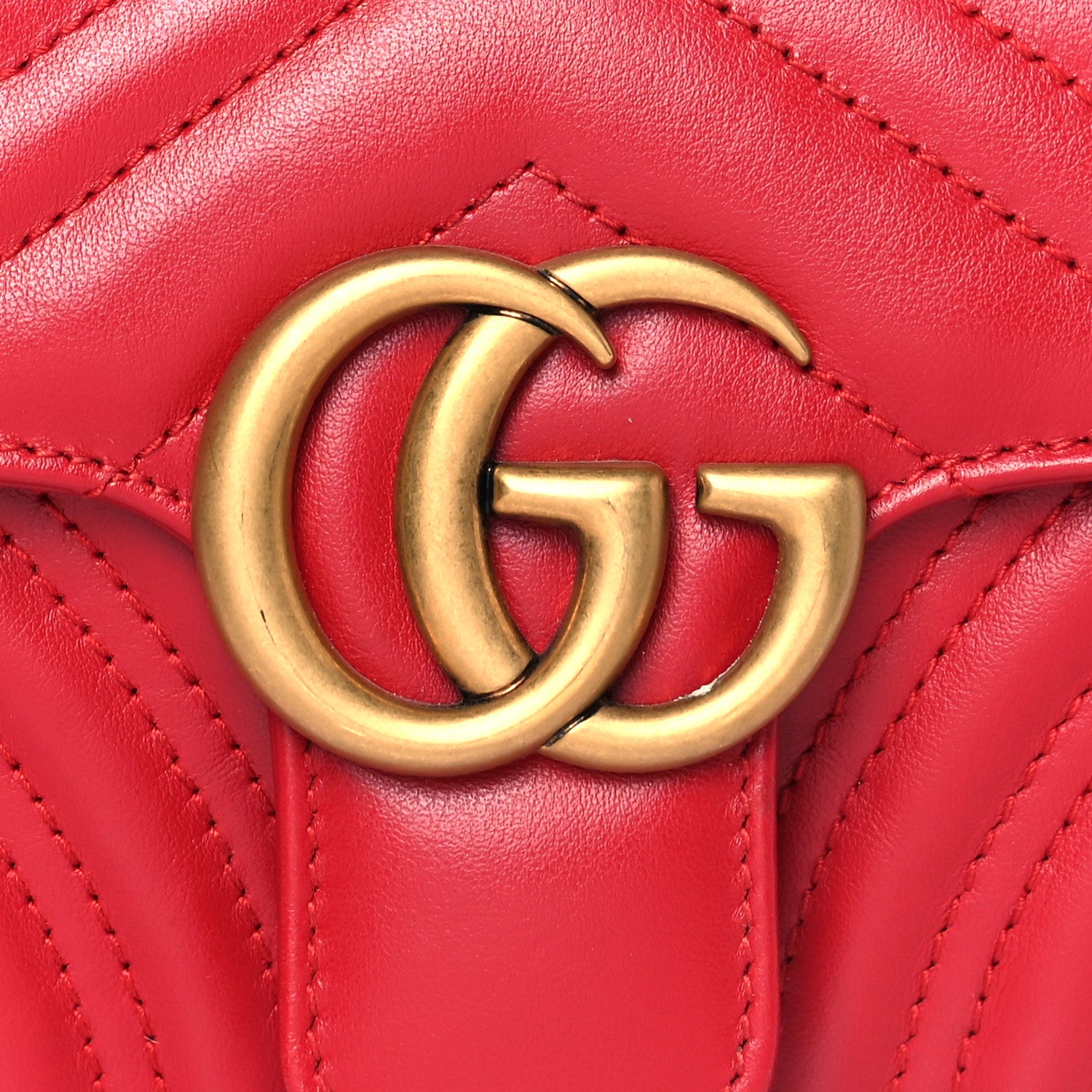 Gucci Calfskin Matelasse Mini GG Marmont Shoulder Bag Hibiscus Red 7 of 13