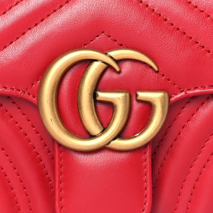 Gucci Calfskin Matelasse Mini GG Marmont Shoulder Bag Hibiscus Red 7 of 13