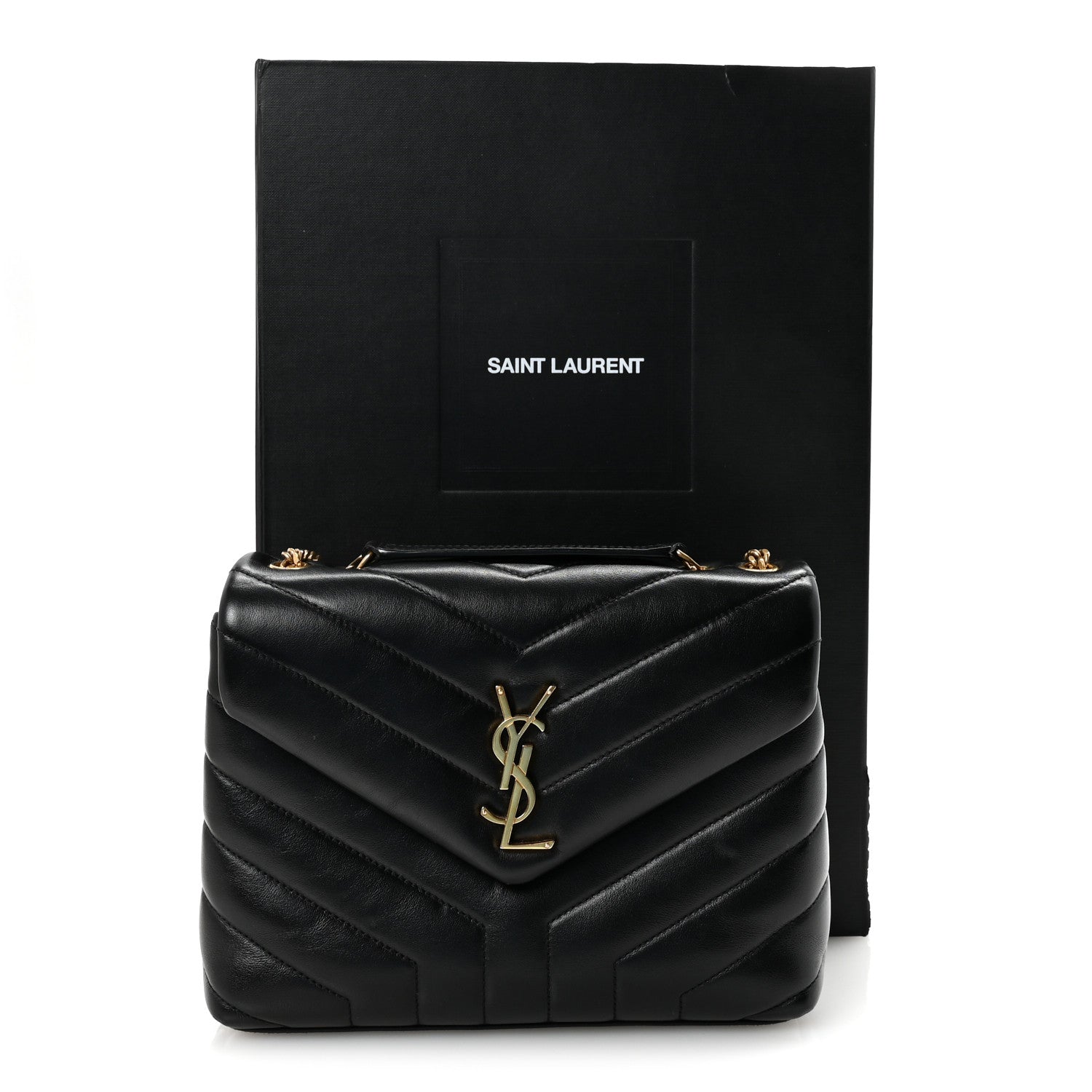 Saint Laurent Calfskin Y Quilted Monogram Small Loulou Chain Satchel Black 10 of 10