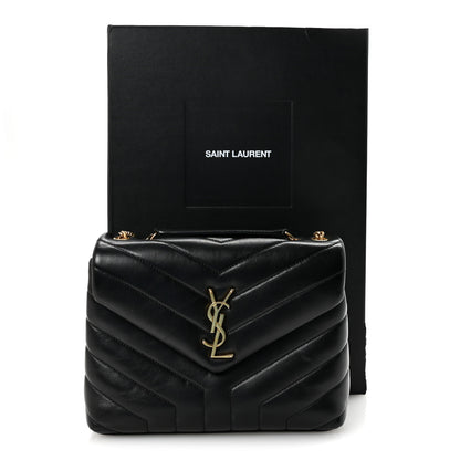 Saint Laurent Calfskin Y Quilted Monogram Small Loulou Chain Satchel Black 10 of 10