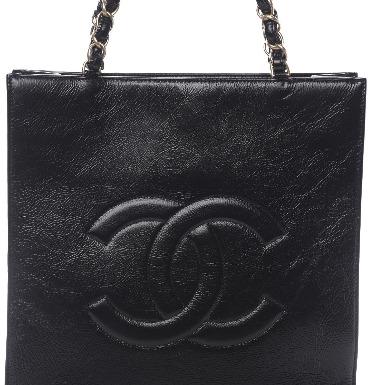 Chanel Shiny Aged Calfskin North South Shopping Bag Black 10 of 10