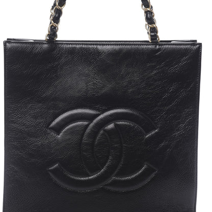 Chanel Shiny Aged Calfskin North South Shopping Bag Black 10 of 10