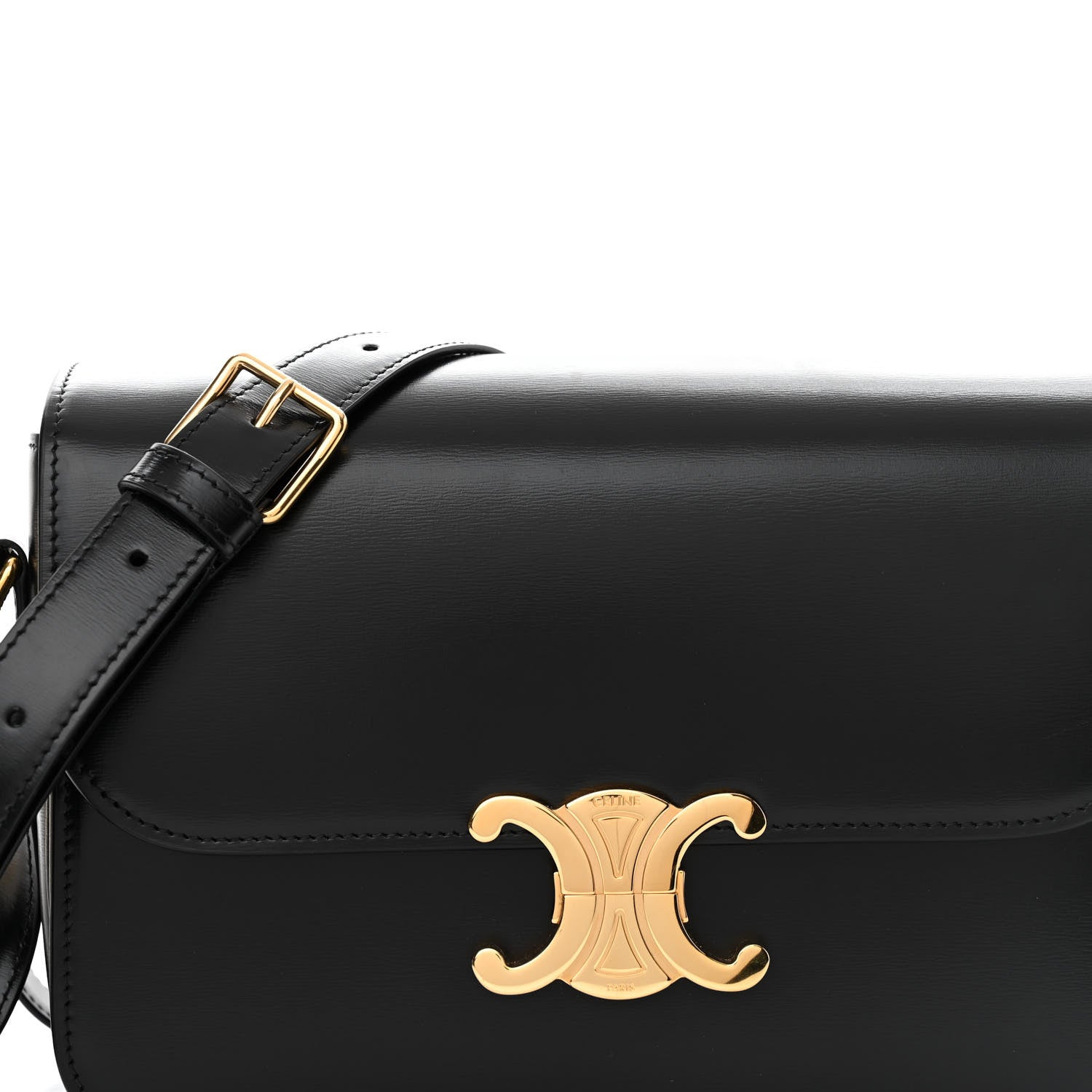 Celine Shiny Calfskin Medium Triomphe Black 9 of 14