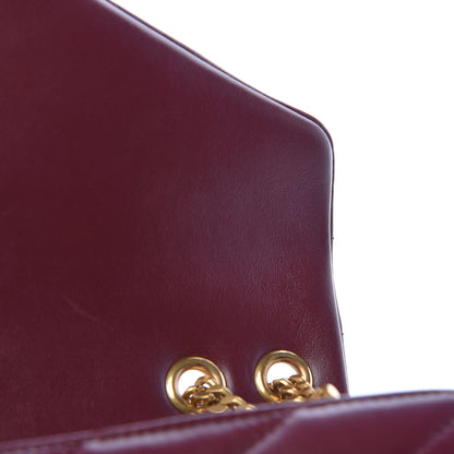 Saint Laurent Calfskin Y Quilted Monogram Small Loulou Chain Satchel Dark Legion Red 11 of 16