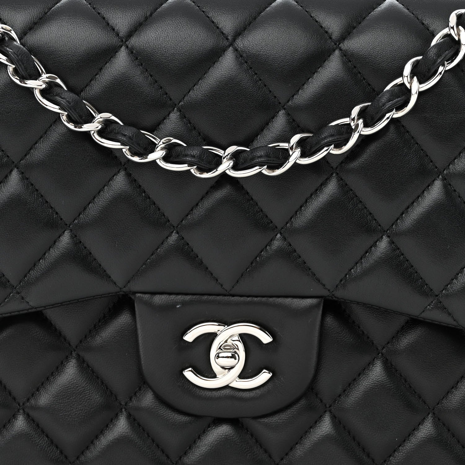 Chanel Lambskin Quilted Jumbo Double Flap Black 8 of 13