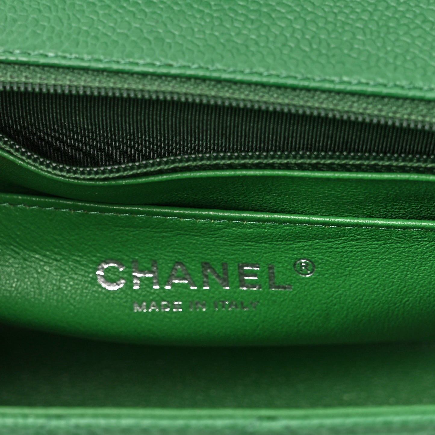 Caviar Quilted Mini Rectangular Flap Green