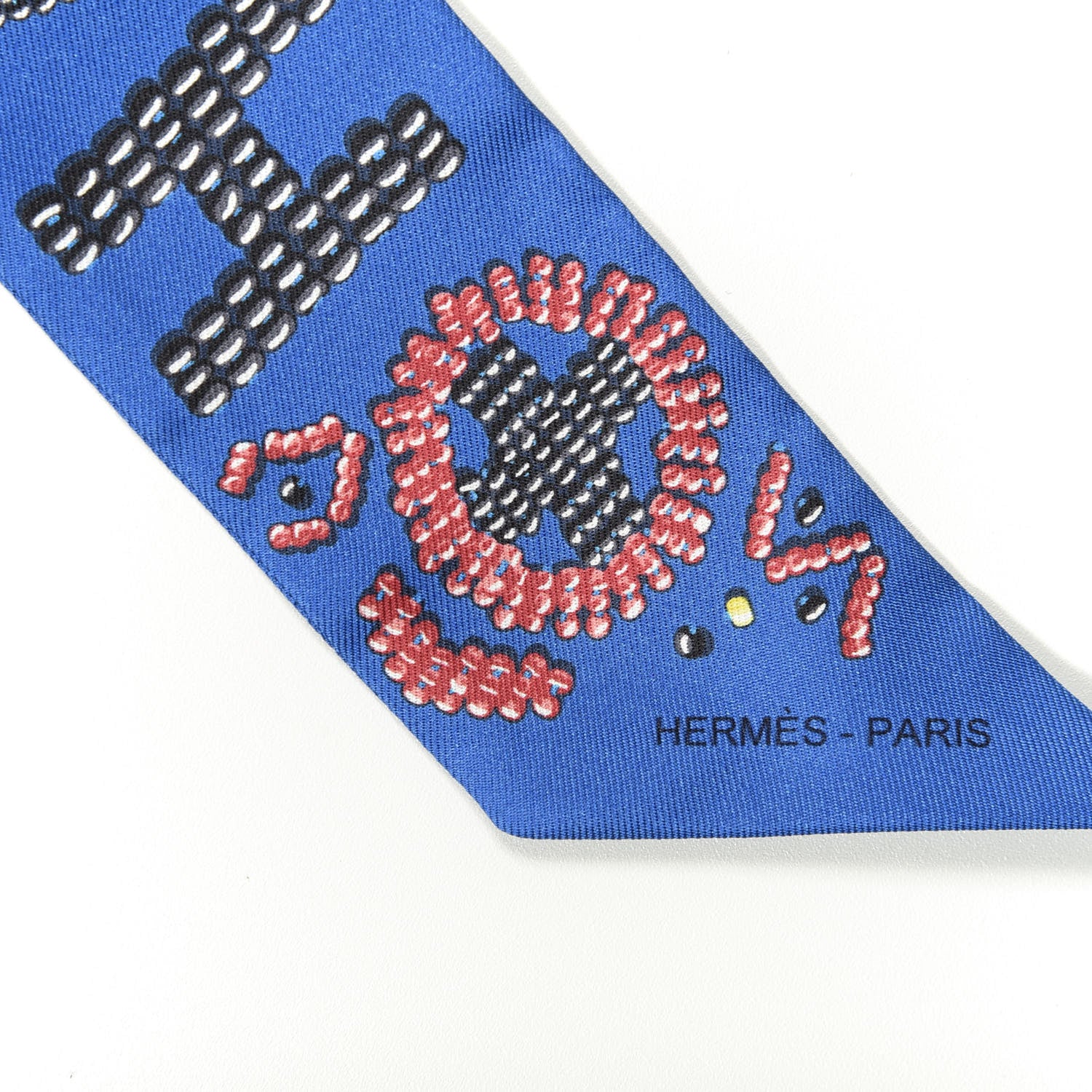 Hermes Silk Kelly En Perles Twilly Bleu Royal Jaune Framboise 3 of 3