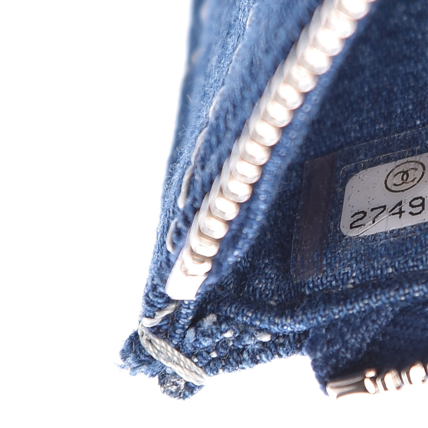 Denim Quilted Classic Zip Pouch Blue